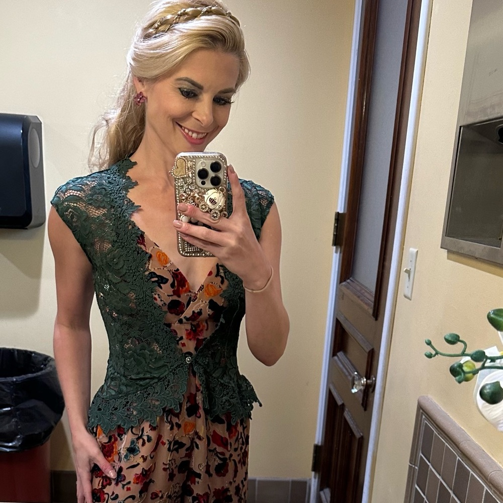 Anthropologie X Hutch Floral Burnout Velvet Jumpsuit Gem